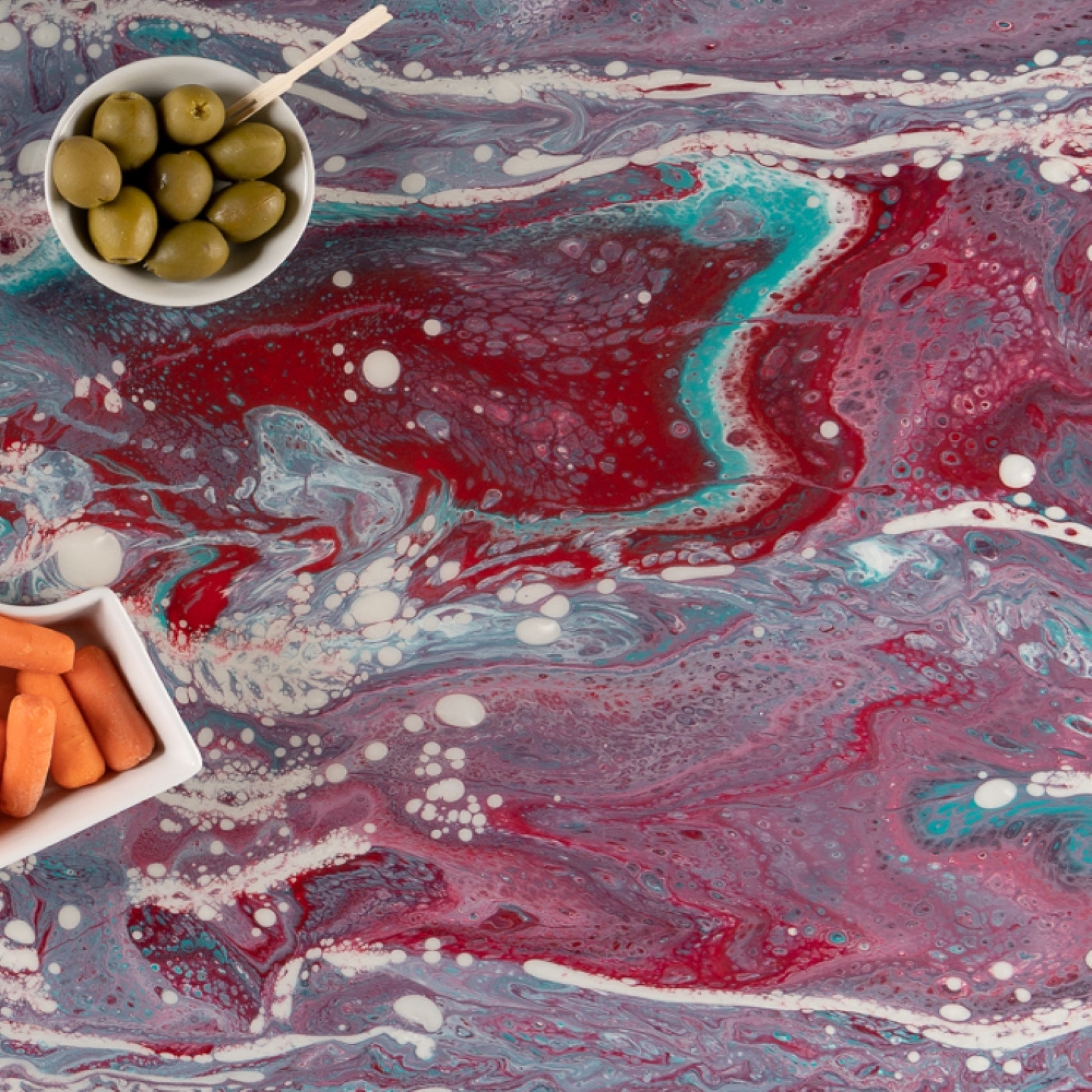 Authentic Beauty: SONORA Epoxy Kitchen Countertop in Shades of Blue and Red