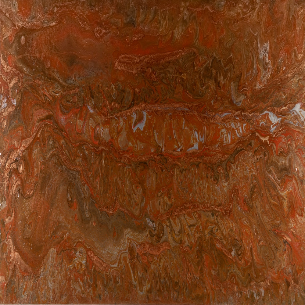 Metallic Fusion: Jona's Penny undertone complemented by Burnt Umber, Silver, and Orange Pigments