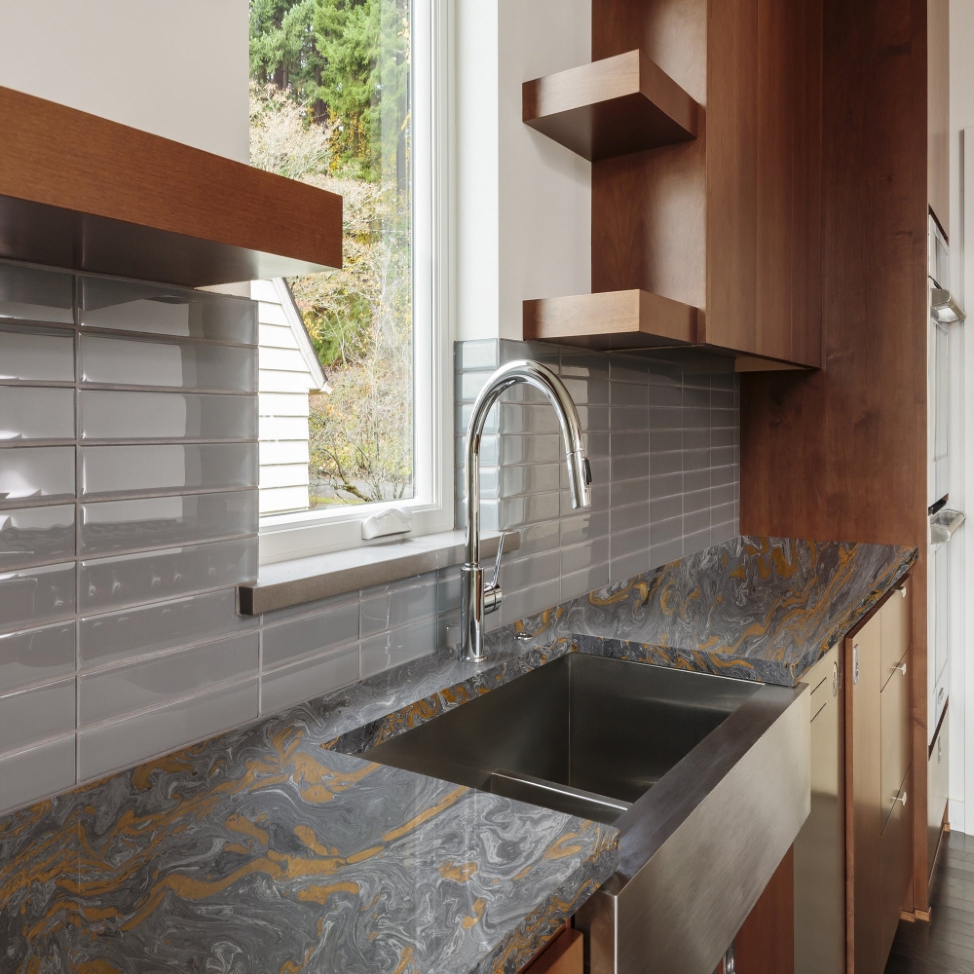 Modern Elegance: Epoxy Plus Orange Gold Countertop Magic